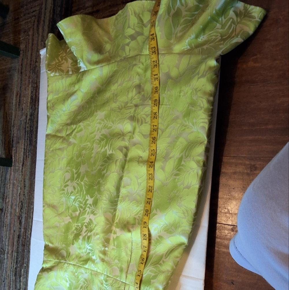 Nipon Boutique Lime Green Jacquard Dress Jacket Set Formal 4 - Picture 4 of 14